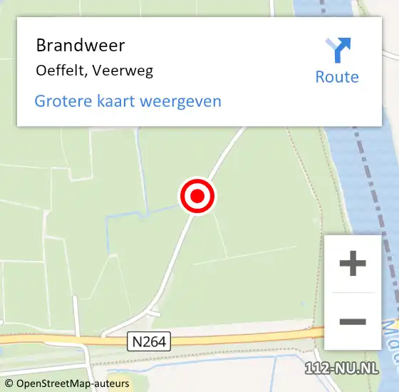 Locatie op kaart van de 112 melding: Brandweer Oeffelt, Veerweg op 21 juli 2015 18:45