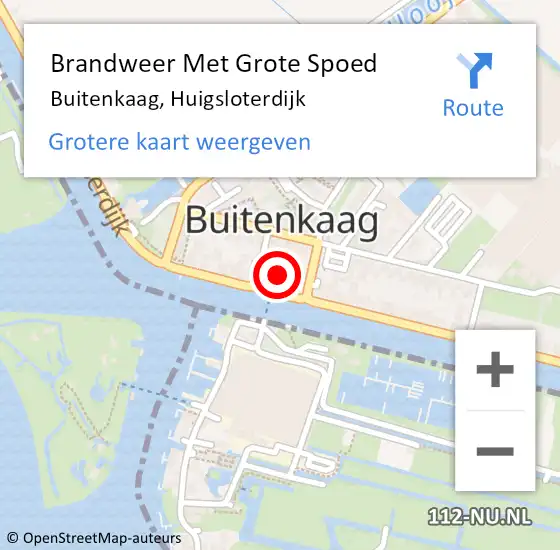 Locatie op kaart van de 112 melding: Brandweer Met Grote Spoed Naar Buitenkaag, Huigsloterdijk op 21 juli 2015 19:10