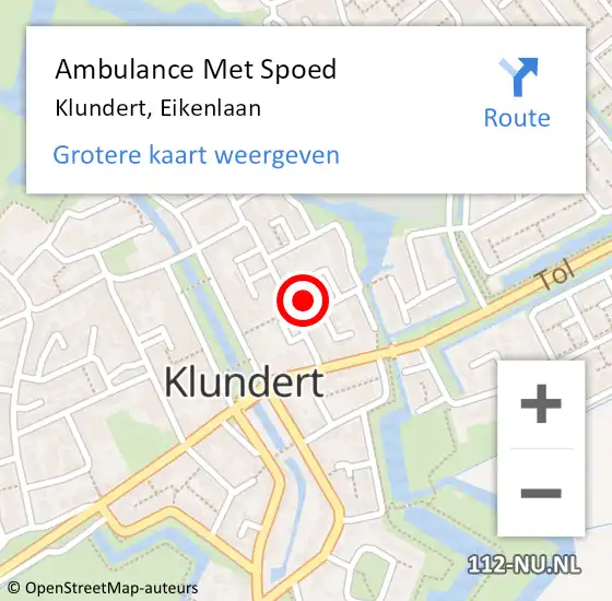 Locatie op kaart van de 112 melding: Ambulance Met Spoed Naar Klundert, Eikenlaan op 21 juli 2015 19:14