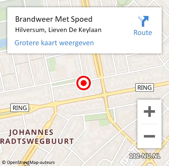 Locatie op kaart van de 112 melding: Brandweer Met Spoed Naar Hilversum, Lieven De Keylaan op 21 juli 2015 19:30