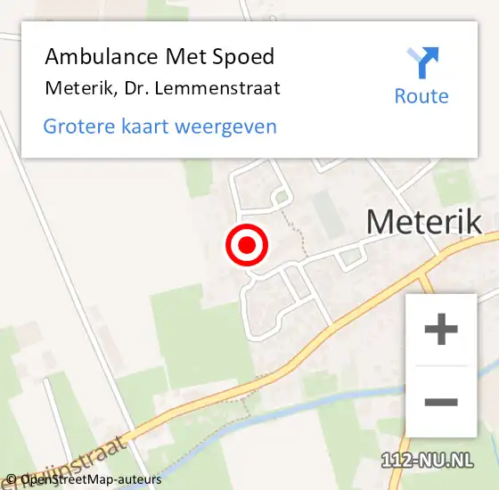 Locatie op kaart van de 112 melding: Ambulance Met Spoed Naar Meterik, Dr. Lemmenstraat op 14 november 2013 19:49