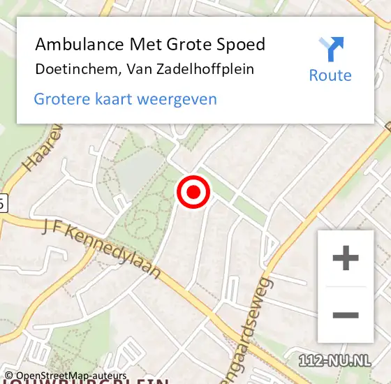 Locatie op kaart van de 112 melding: Ambulance Met Grote Spoed Naar Doetinchem, Van Zadelhoffplein op 21 juli 2015 20:57