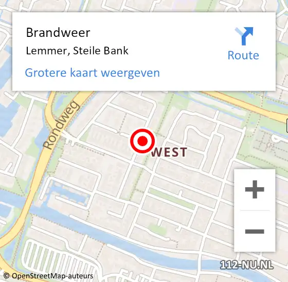 Locatie op kaart van de 112 melding: Brandweer Lemmer, Steile Bank op 14 november 2013 20:08