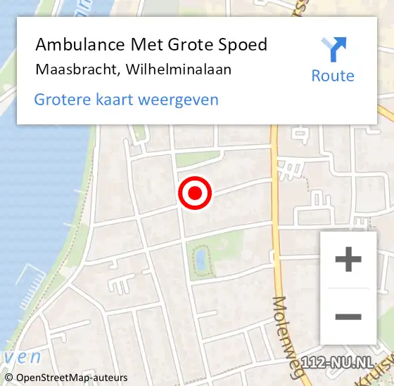 Locatie op kaart van de 112 melding: Ambulance Met Grote Spoed Naar Maasbracht, Wilhelminalaan op 22 juli 2015 04:21