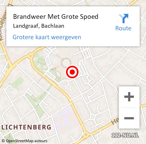 Locatie op kaart van de 112 melding: Brandweer Met Grote Spoed Naar Landgraaf, Bachlaan op 22 juli 2015 04:26