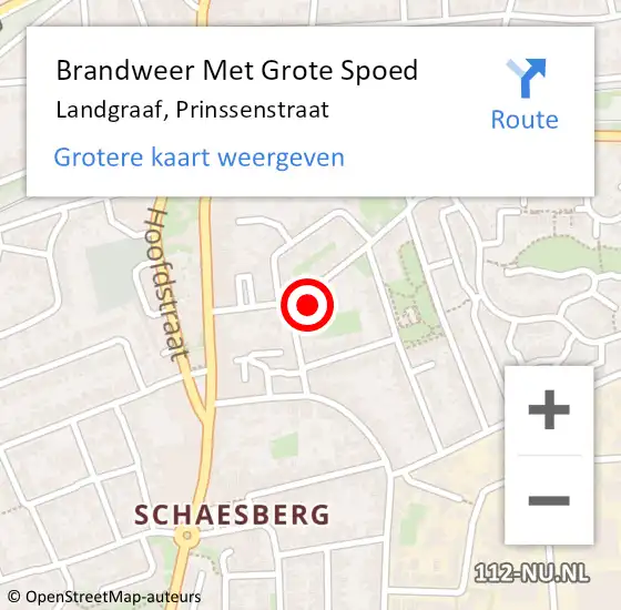 Locatie op kaart van de 112 melding: Brandweer Met Grote Spoed Naar Landgraaf, Prinssenstraat op 22 juli 2015 05:07