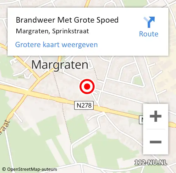 Locatie op kaart van de 112 melding: Brandweer Met Grote Spoed Naar Margraten, Sprinkstraat op 22 juli 2015 05:30