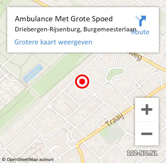 Locatie op kaart van de 112 melding: Ambulance Met Grote Spoed Naar Driebergen-Rijsenburg, Burgemeesterlaan op 22 juli 2015 06:25