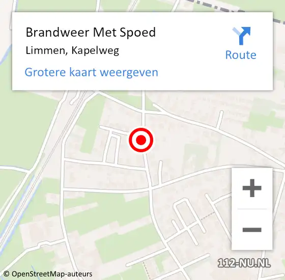 Locatie op kaart van de 112 melding: Brandweer Met Spoed Naar Limmen, Kapelweg op 22 juli 2015 06:41