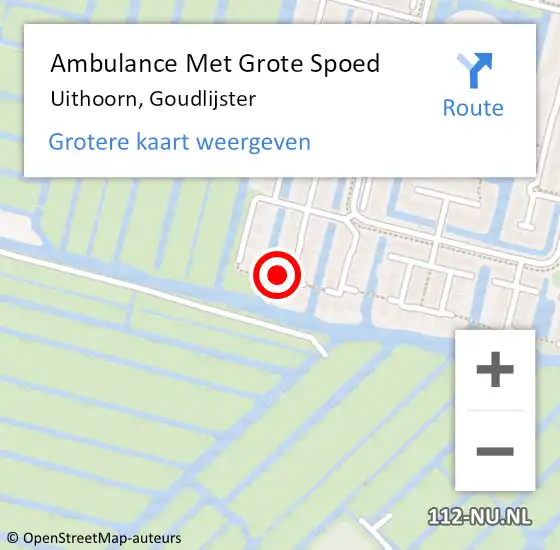 Locatie op kaart van de 112 melding: Ambulance Met Grote Spoed Naar Uithoorn, Goudlijster op 14 november 2013 20:18