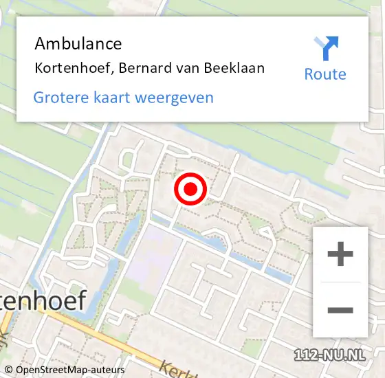 Locatie op kaart van de 112 melding: Ambulance Kortenhoef, Bernard van Beeklaan op 22 juli 2015 07:48