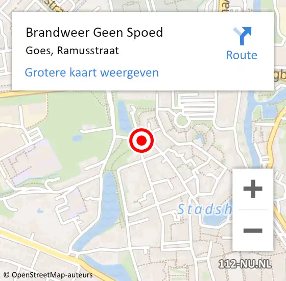 Locatie op kaart van de 112 melding: Brandweer Geen Spoed Naar Goes, Ramusstraat op 22 juli 2015 11:14