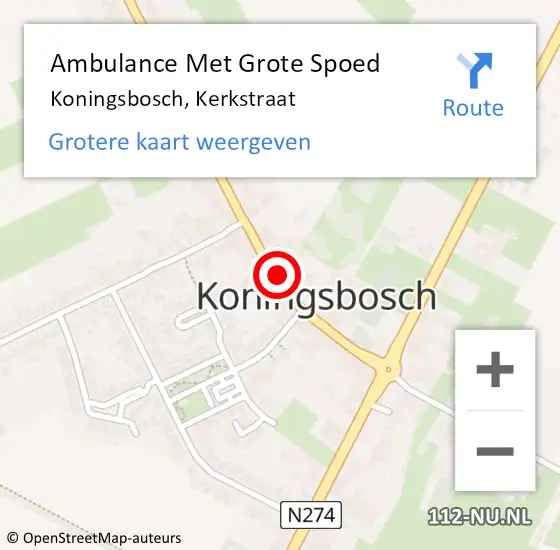 Locatie op kaart van de 112 melding: Ambulance Met Grote Spoed Naar Koningsbosch, Kerkstraat op 22 juli 2015 11:23