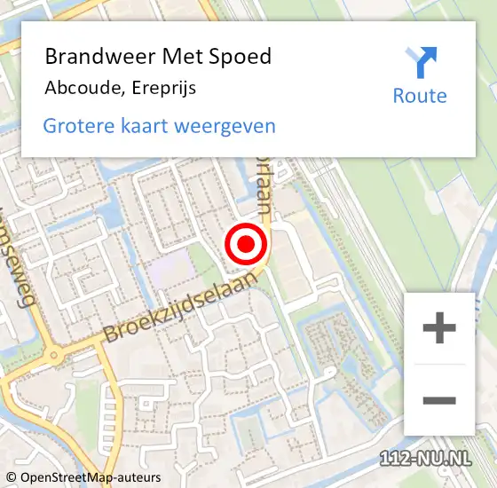 Locatie op kaart van de 112 melding: Brandweer Met Spoed Naar Abcoude, Ereprijs op 22 juli 2015 11:24