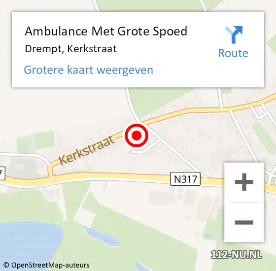 Locatie op kaart van de 112 melding: Ambulance Met Grote Spoed Naar Drempt, Kerkstraat op 22 juli 2015 11:57