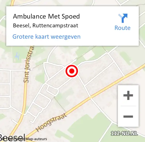 Locatie op kaart van de 112 melding: Ambulance Met Spoed Naar Beesel, Ruttencampstraat op 22 juli 2015 12:00