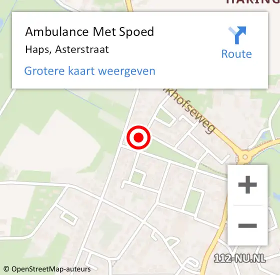 Locatie op kaart van de 112 melding: Ambulance Met Spoed Naar Haps, Asterstraat op 22 juli 2015 12:13