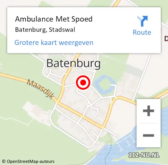 Locatie op kaart van de 112 melding: Ambulance Met Spoed Naar Batenburg, Stadswal op 22 juli 2015 12:44