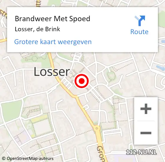 Locatie op kaart van de 112 melding: Brandweer Met Spoed Naar Losser, de Brink op 22 juli 2015 12:47