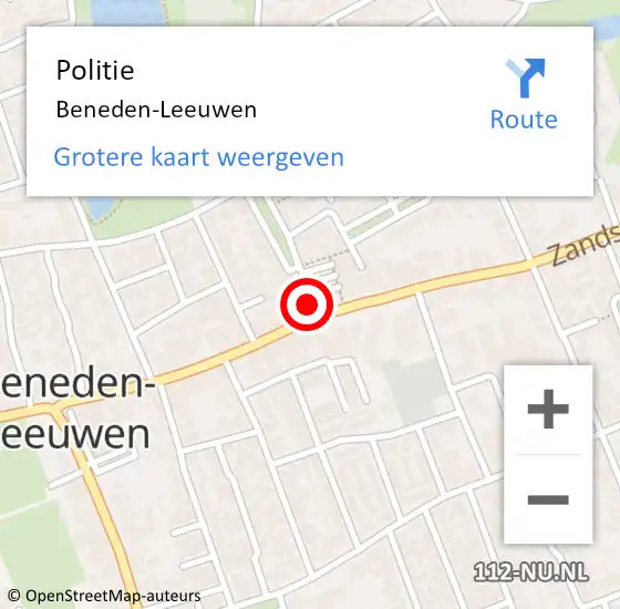 Locatie op kaart van de 112 melding: Politie Beneden-Leeuwen op 22 juli 2015 12:54