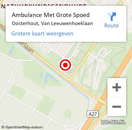 Locatie op kaart van de 112 melding: Ambulance Met Grote Spoed Naar Oosterhout, Van Leeuwenhoeklaan op 22 juli 2015 12:56