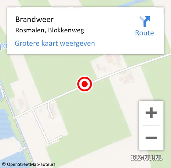 Locatie op kaart van de 112 melding: Brandweer Rosmalen, Blokkenweg op 22 juli 2015 13:06