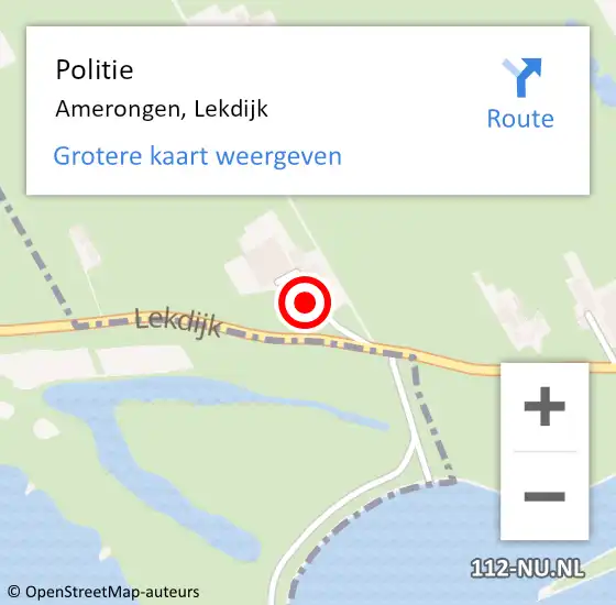 Locatie op kaart van de 112 melding: Politie Amerongen, Lekdijk op 22 juli 2015 14:04