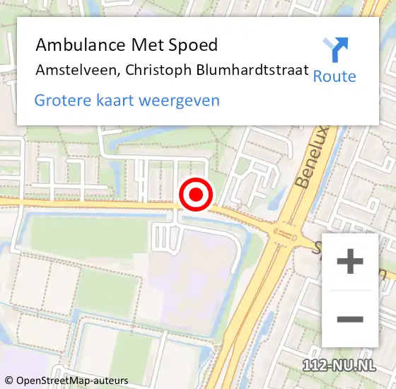 Locatie op kaart van de 112 melding: Ambulance Met Spoed Naar Amstelveen, Christoph Blumhardtstraat op 22 juli 2015 14:28