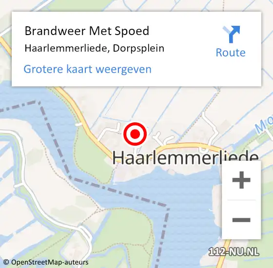Locatie op kaart van de 112 melding: Brandweer Met Spoed Naar Haarlemmerliede, Dorpsplein op 22 juli 2015 14:30