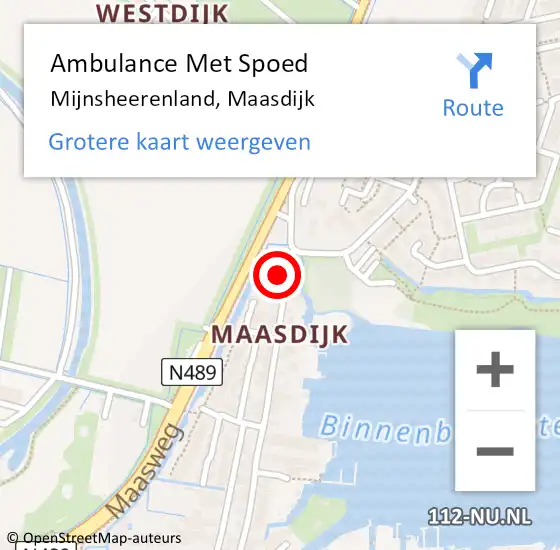 Locatie op kaart van de 112 melding: Ambulance Met Spoed Naar Mijnsheerenland, Maasdijk op 22 juli 2015 15:12