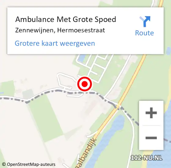 Locatie op kaart van de 112 melding: Ambulance Met Grote Spoed Naar Zennewijnen, Hermoesestraat op 22 juli 2015 17:03