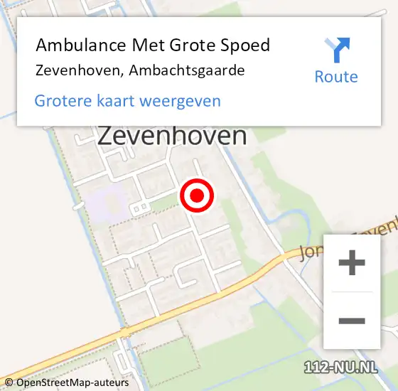 Locatie op kaart van de 112 melding: Ambulance Met Grote Spoed Naar Zevenhoven, Ambachtsgaarde op 22 juli 2015 17:35