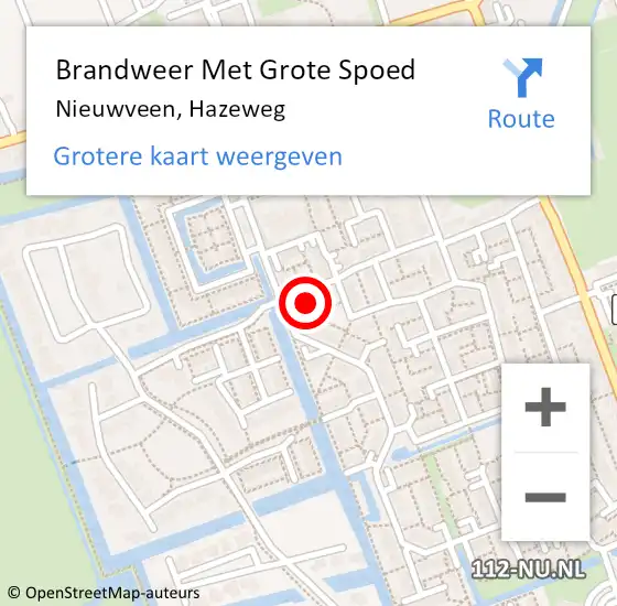 Locatie op kaart van de 112 melding: Brandweer Met Grote Spoed Naar Nieuwveen, Hazeweg op 22 juli 2015 17:40