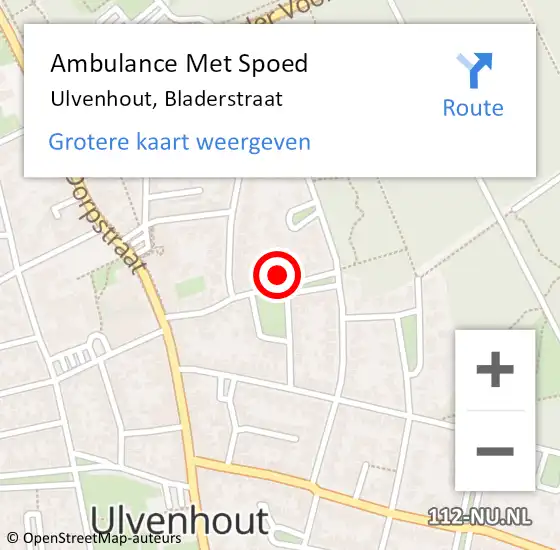 Locatie op kaart van de 112 melding: Ambulance Met Spoed Naar Ulvenhout, Bladerstraat op 22 juli 2015 18:51