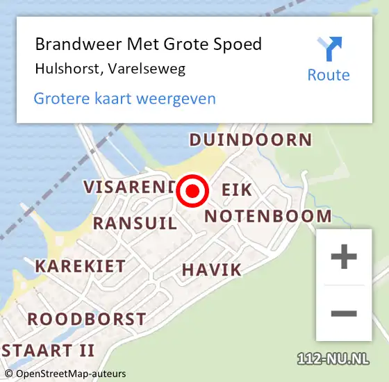 Locatie op kaart van de 112 melding: Brandweer Met Grote Spoed Naar Hulshorst, Varelseweg op 22 juli 2015 19:14