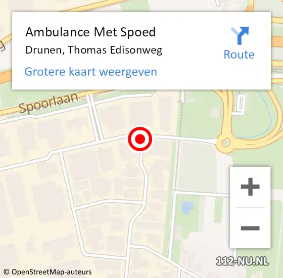 Locatie op kaart van de 112 melding: Ambulance Met Spoed Naar Drunen, Thomas Edisonweg op 22 juli 2015 20:19