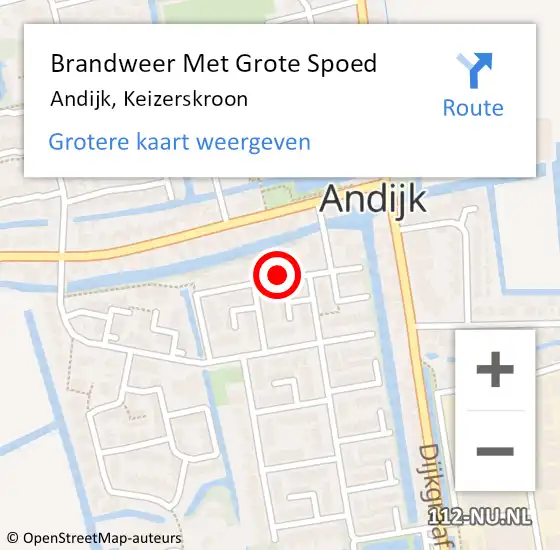 Locatie op kaart van de 112 melding: Brandweer Met Grote Spoed Naar Andijk, Keizerskroon op 14 november 2013 22:12