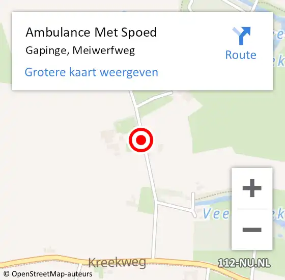 Locatie op kaart van de 112 melding: Ambulance Met Spoed Naar Gapinge, Meiwerfweg op 22 juli 2015 20:42