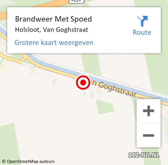 Locatie op kaart van de 112 melding: Brandweer Met Spoed Naar Holsloot, Van Goghstraat op 22 juli 2015 21:43