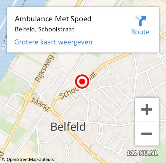 Locatie op kaart van de 112 melding: Ambulance Met Spoed Naar Belfeld, Schoolstraat op 22 juli 2015 22:04