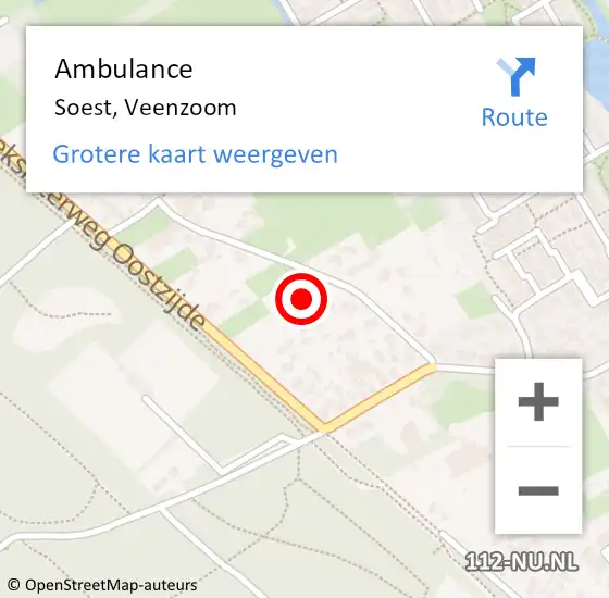 Locatie op kaart van de 112 melding: Ambulance Soest, Veenzoom op 22 juli 2015 23:18