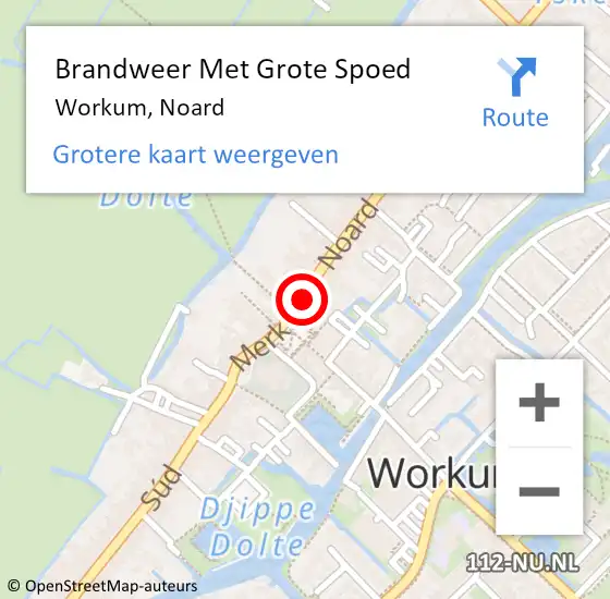 Locatie op kaart van de 112 melding: Brandweer Met Grote Spoed Naar Workum, Noard op 23 juli 2015 04:35