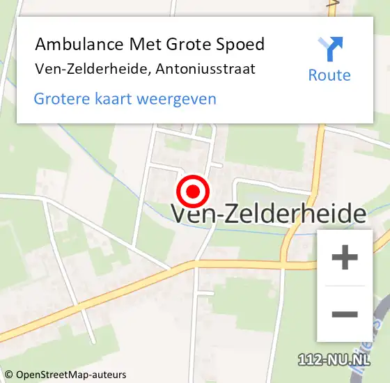 Locatie op kaart van de 112 melding: Ambulance Met Grote Spoed Naar Ven-Zelderheide, Antoniusstraat op 23 juli 2015 07:29