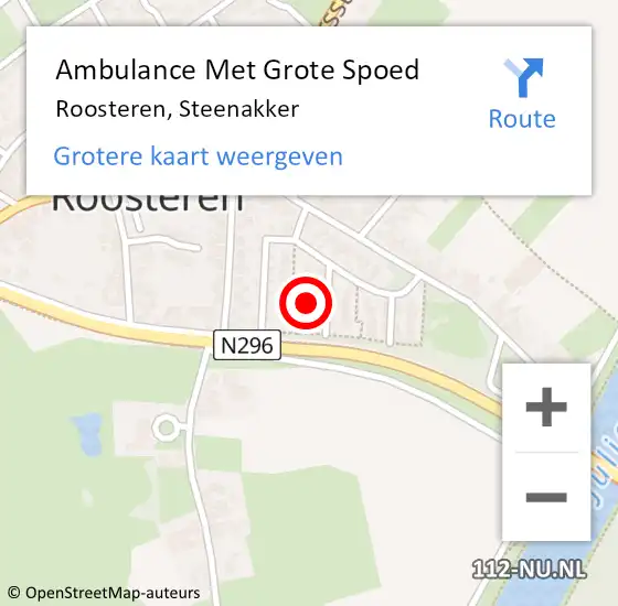 Locatie op kaart van de 112 melding: Ambulance Met Grote Spoed Naar Roosteren, Steenakker op 23 juli 2015 07:33