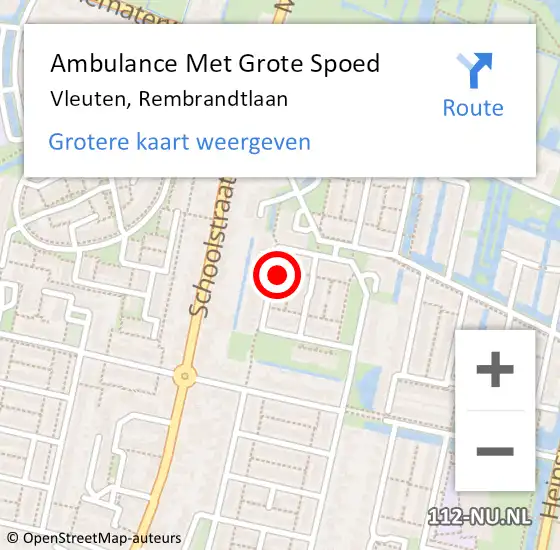 Locatie op kaart van de 112 melding: Ambulance Met Grote Spoed Naar Vleuten, Rembrandtlaan op 23 juli 2015 09:15