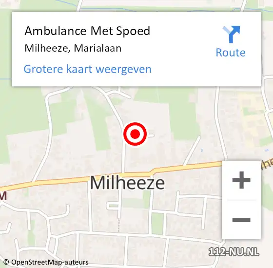 Locatie op kaart van de 112 melding: Ambulance Met Spoed Naar Milheeze, Marialaan op 23 juli 2015 09:33