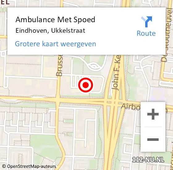 Locatie op kaart van de 112 melding: Ambulance Met Spoed Naar Eindhoven, Ukkelstraat op 23 juli 2015 09:36