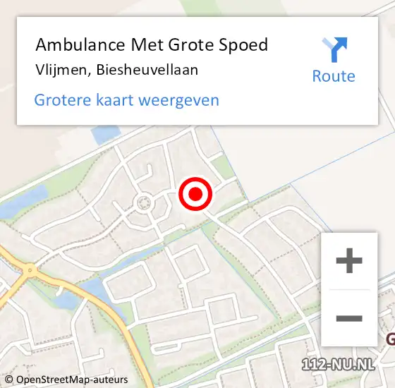 Locatie op kaart van de 112 melding: Ambulance Met Grote Spoed Naar Vlijmen, Biesheuvellaan op 23 juli 2015 10:23