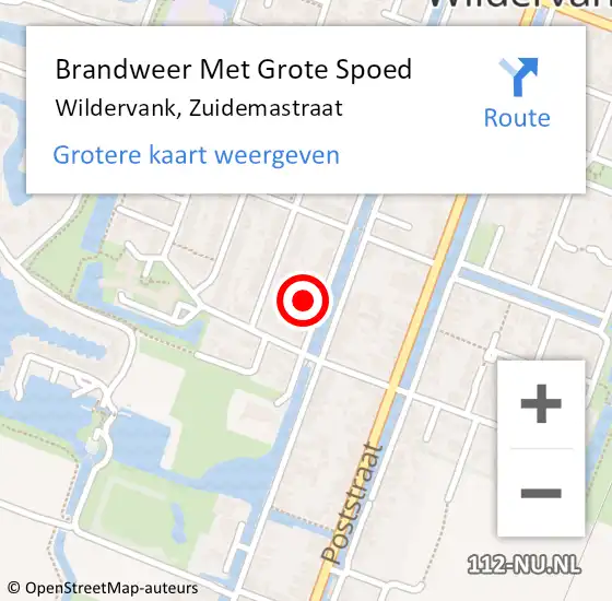 Locatie op kaart van de 112 melding: Brandweer Met Grote Spoed Naar Wildervank, Zuidemastraat op 23 juli 2015 10:33