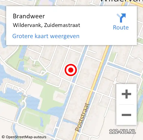 Locatie op kaart van de 112 melding: Brandweer Wildervank, Zuidemastraat op 23 juli 2015 10:34